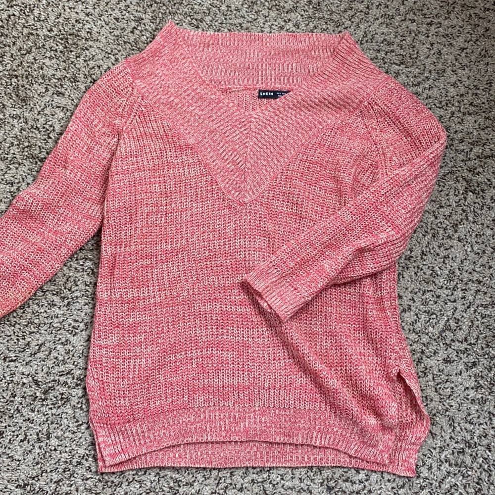 SHEIN NWOT Cozy V-neck/off the shoulder sweater